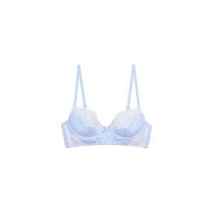 NEW FLEUR DU MAL women's poplin lace demi bra in stripe sky